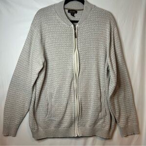 Tasso Elba Gray Zip Up Sweater with Textured Knit